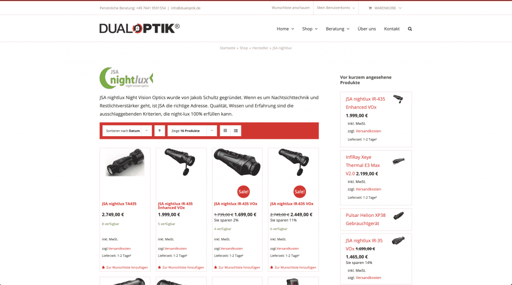 Vorherbild der Landingpage von Nightlux